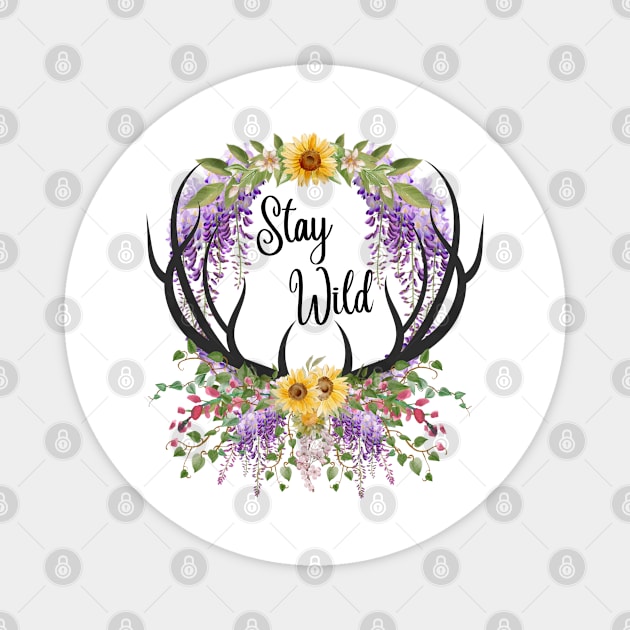 Stay Wild Whimsy Antlers Magnet by NixieNoo